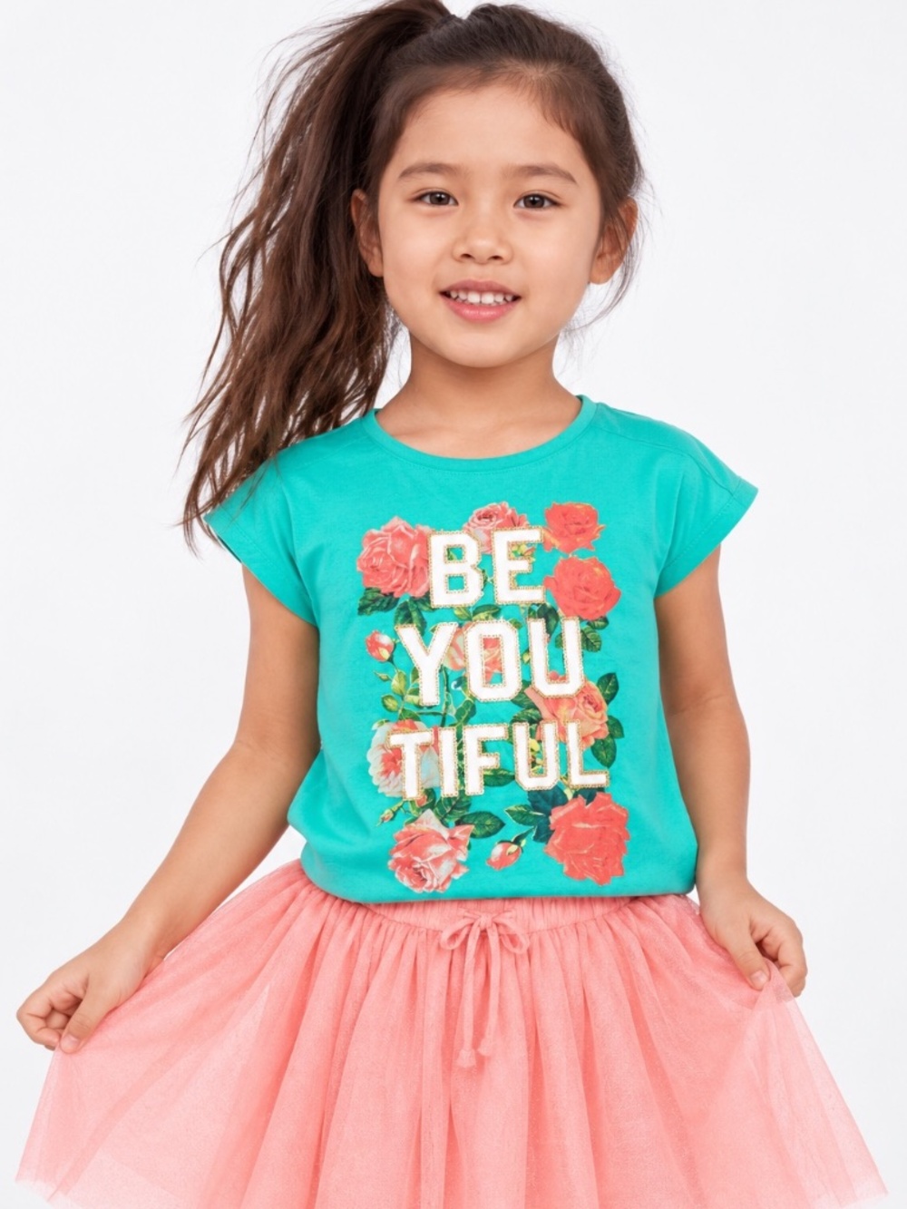 Gap girls green shirt with print.
